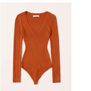 Abercrombie dark burnt orange sweater bodysuit (S)